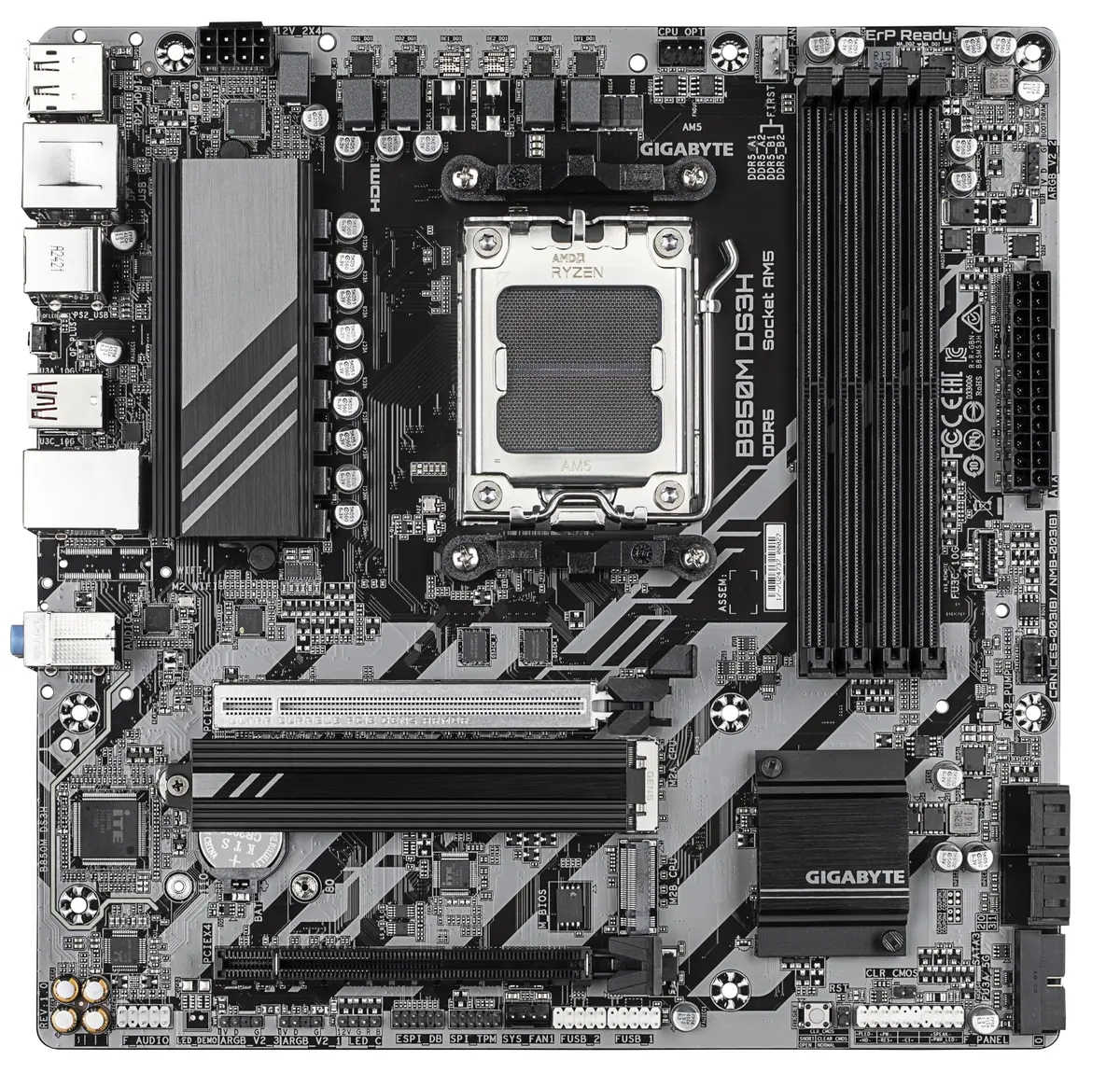 GIGABYTE B850M DS3H Motherboard | AMD Ryzen 9000 Series, DDR5, PCIe 5.0, 2.5GbE LAN - view 2