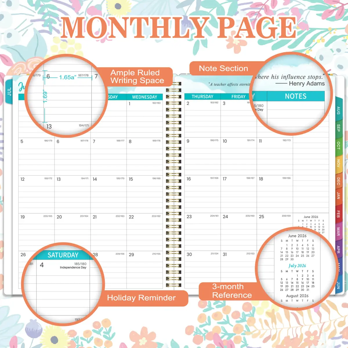 MaaIbok Teacher Planner 2026-2027 | Academic Organizer with Quotes (8.5'' x 11'') - view 3