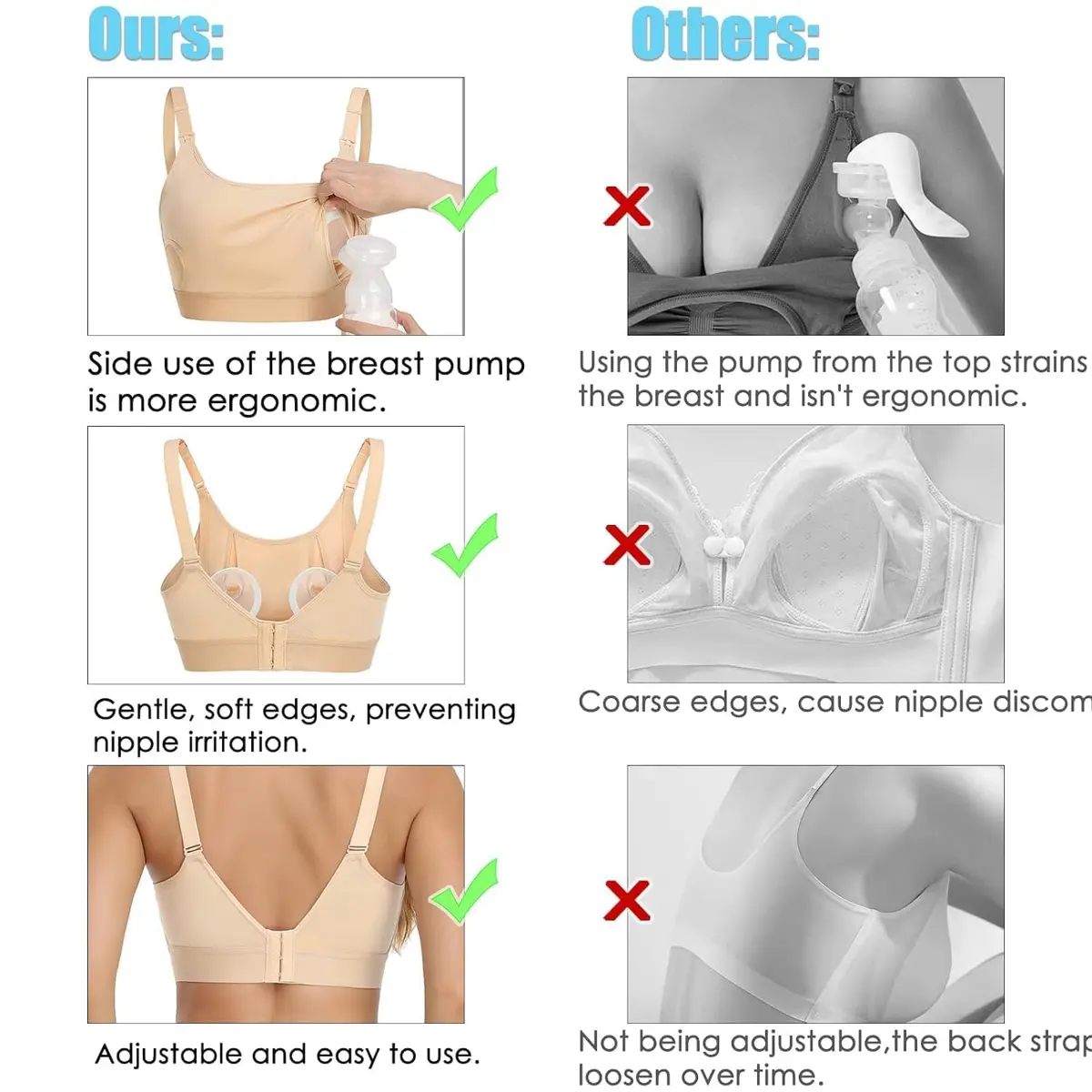 ENSDOAR Hands-Free Pumping Bra for Breastfeeding & Nursing, Beige, Medium | Soft Cotton Blend with Removable Pads - view 6