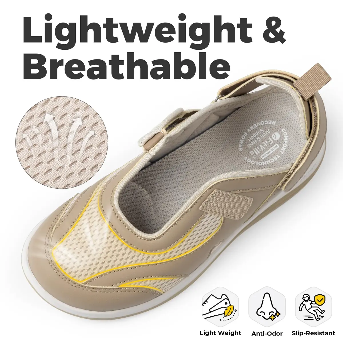 FitVille Extra Wide Diabetic Sandals for Women | Adjustable Arch Support, Orthopedic Walking Shoes for Flat Feet & Heel Pain Relief (US Women's 7 Wide) - view 3