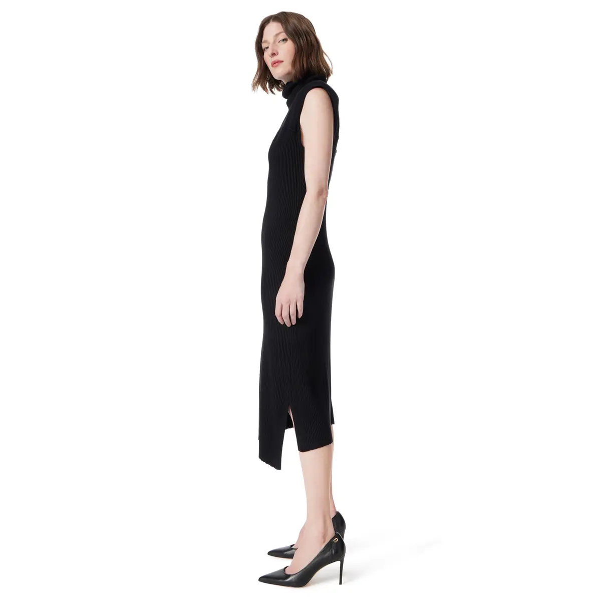 DEE OCLEPPO Emilia Asymmetric Ribbed Knit Dress S | Chic, Versatile, US Import - view 2