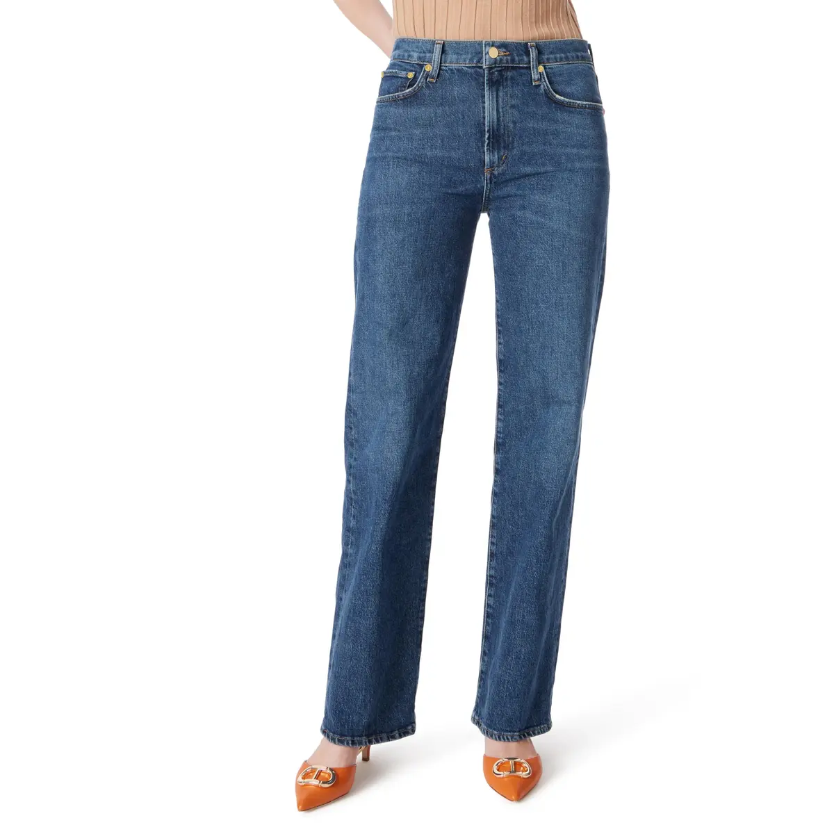 DEE OCLEPPO Womens Kit 5 Pocket Straight Wide Leg Jean 29.5in | High Rise, Cotton, Versatile Fit - main product image