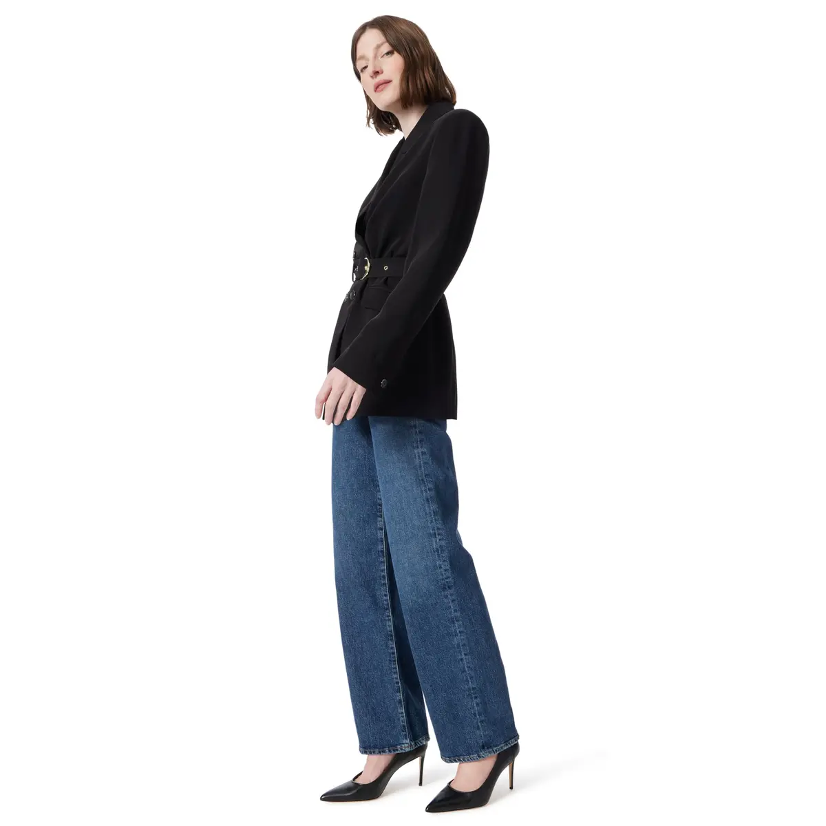 DEE OCLEPPO Womens Kit 5 Pocket Straight Wide Leg Jean 29.5in | High Rise, Cotton, Versatile Fit - view 2
