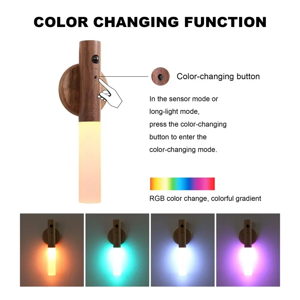 LANDGOO Wooden Motion Sensor Night Light | Handmade Wooden Design with Motion Detection & Warm Light - view 2