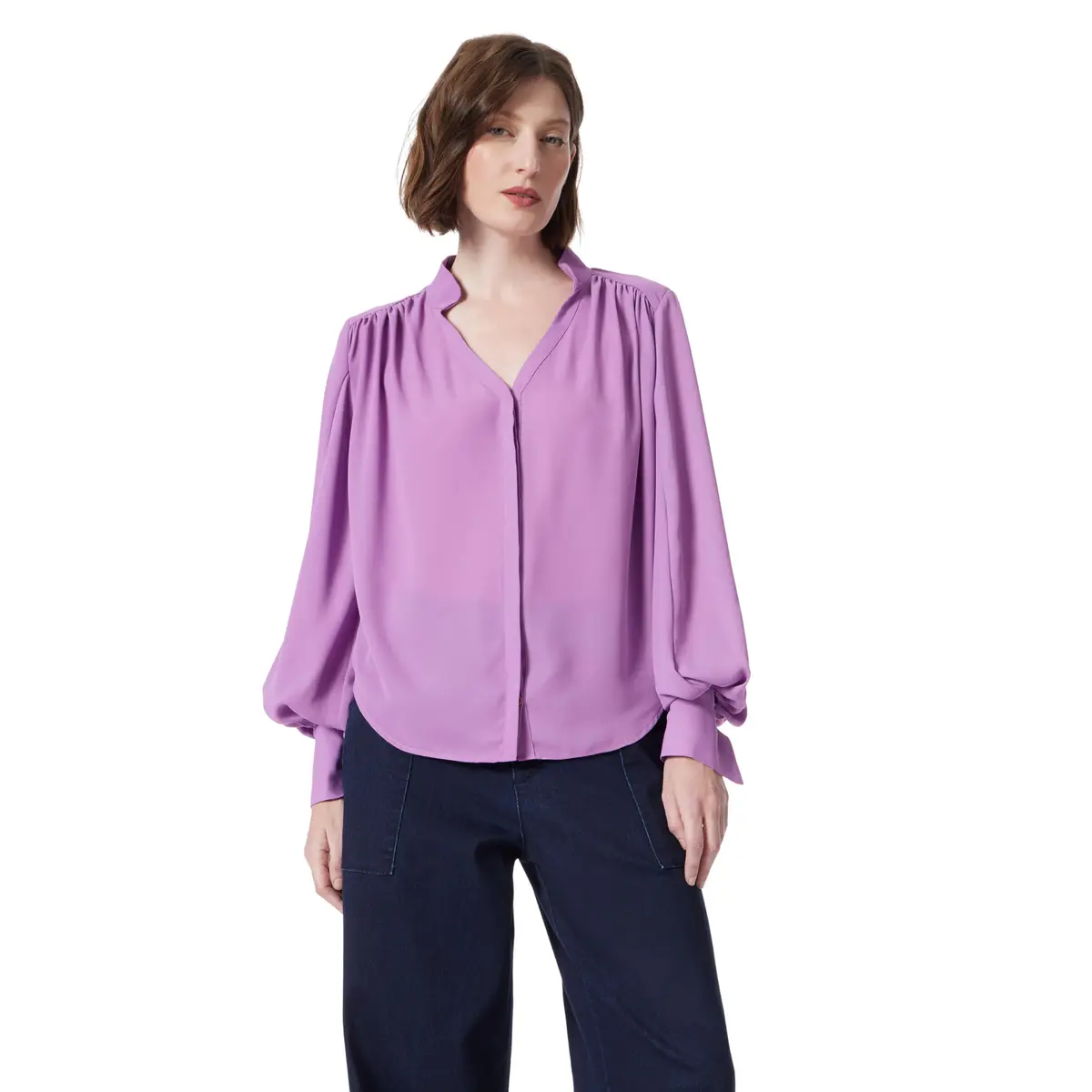 DEE OCLEPPO Jane Long Sleeve Button Front Blouse | Chic, American Design for Women - main product image