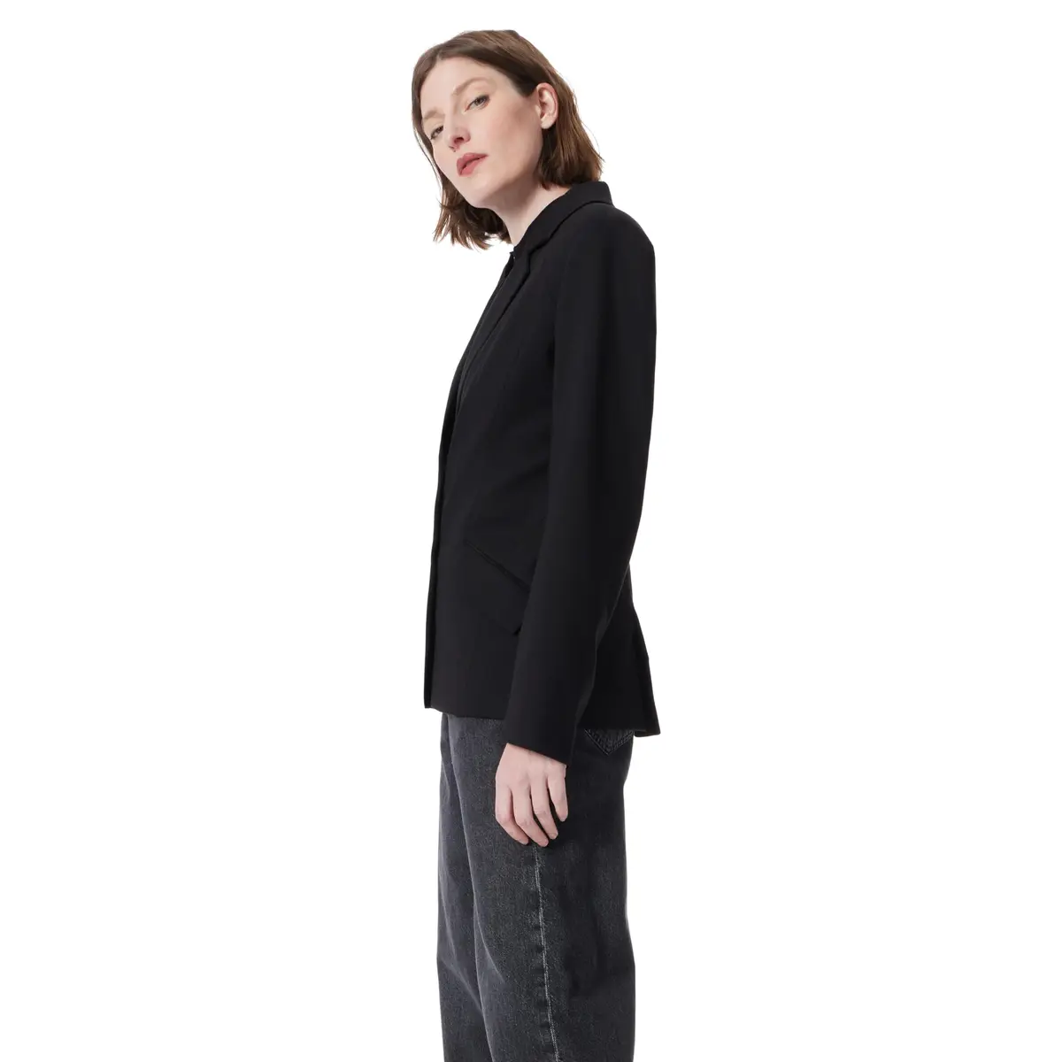DEE OCLEPPO Womens Angela Seamed Double Button Blazer 26in Black | Chic & Versatile - view 2