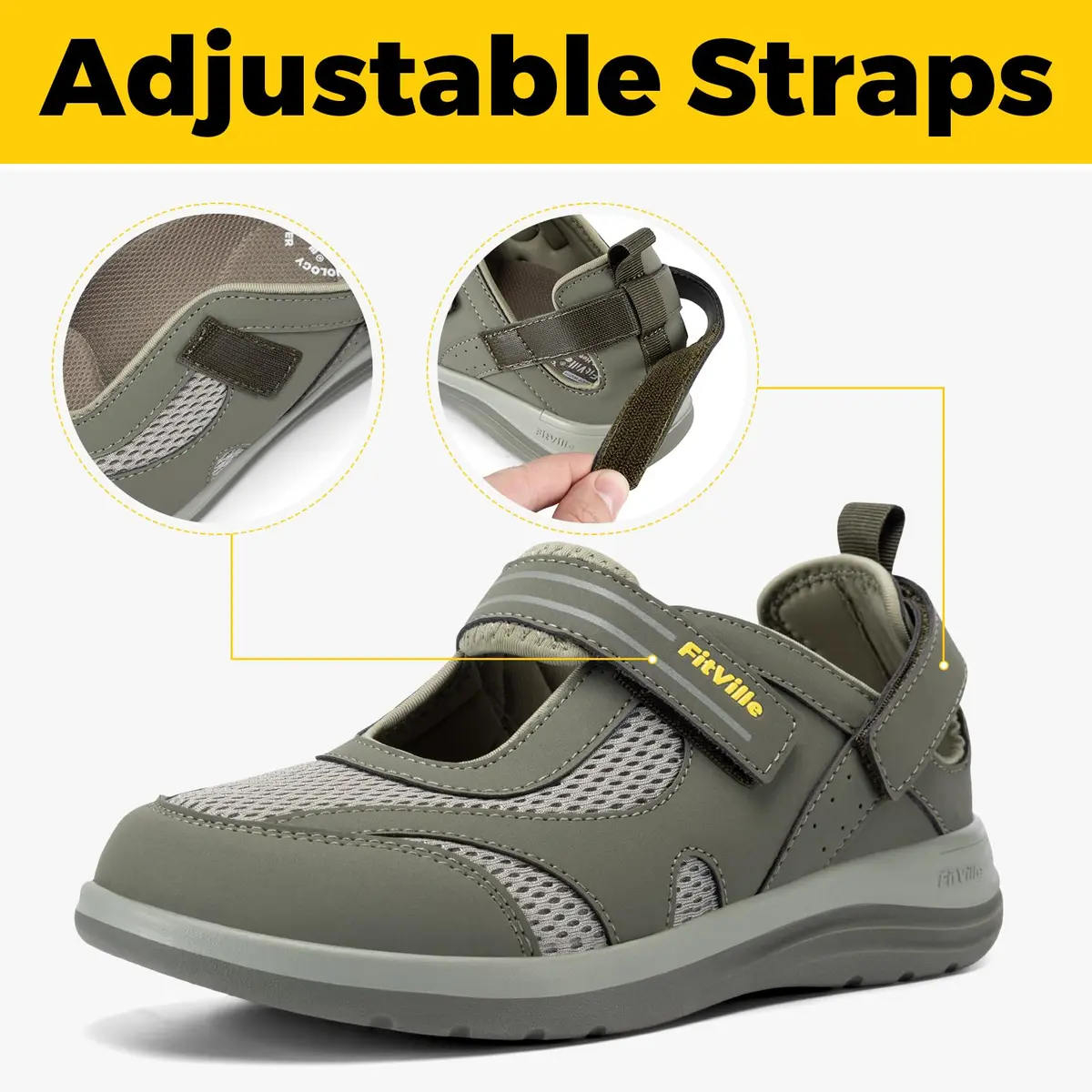 FitVille Women's Extra Wide Diabetic Sandals 7.5 Wide | Arch Support for Heel Pain & Plantar Fasciitis - view 6