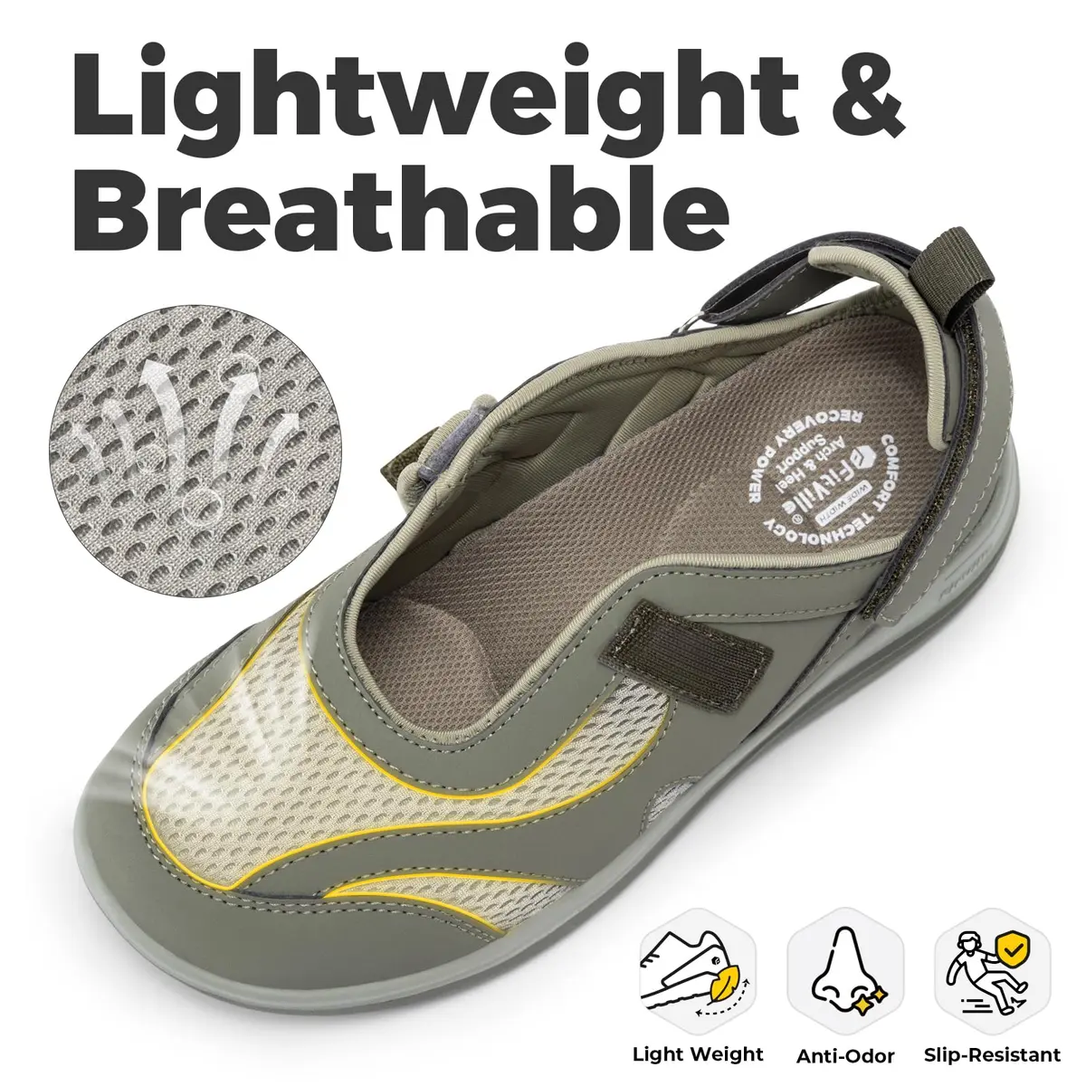 FitVille Women's Extra Wide Diabetic Sandals 7.5 Wide | Arch Support for Heel Pain & Plantar Fasciitis - view 4
