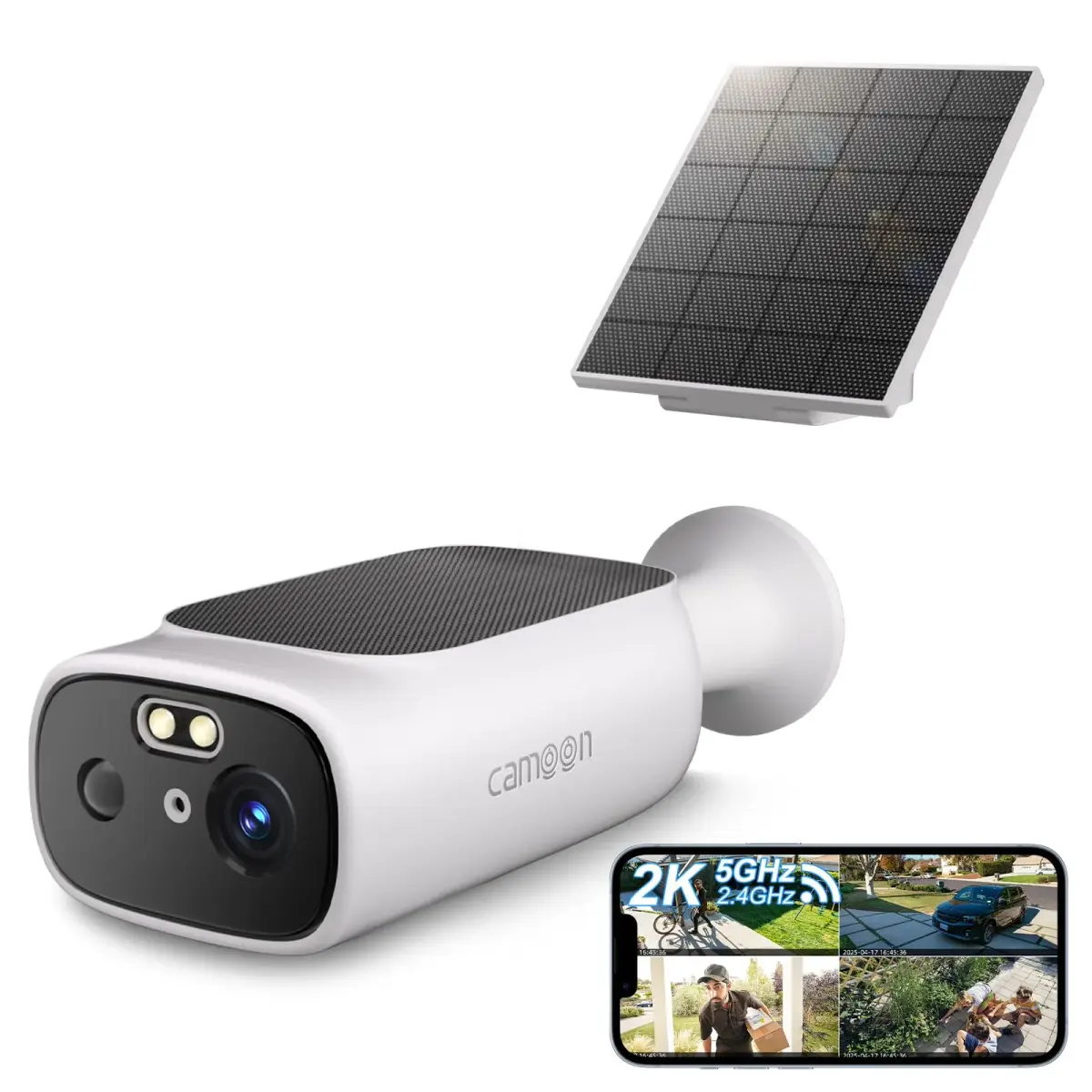 Camoon 2K Solar Security Camera Wireless Outdoor (1 Cam) with Dual Solar Panels | Continuous Power for Home Security - main product image