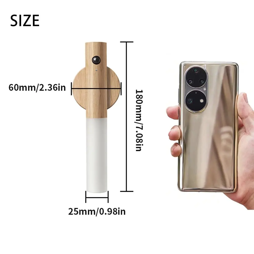 LANDGOO Wooden Motion Sensor Night Light | Handmade Wooden Night Light with Motion Detection, 2-Pack, Warm White - view 4
