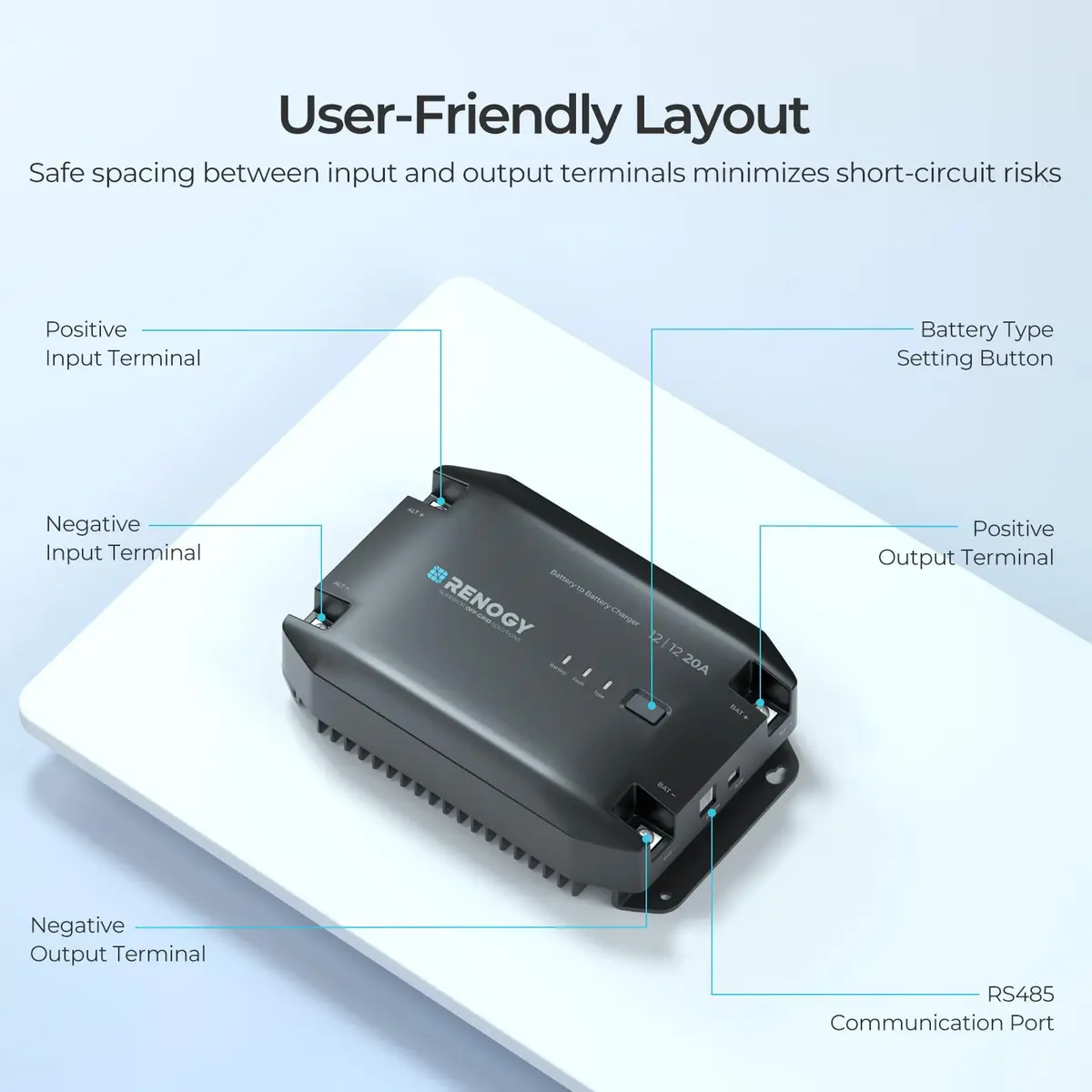 Renogy 12V 20A Battery Charger | Multi-Stage Charging & Bluetooth (100-120c) - view 4