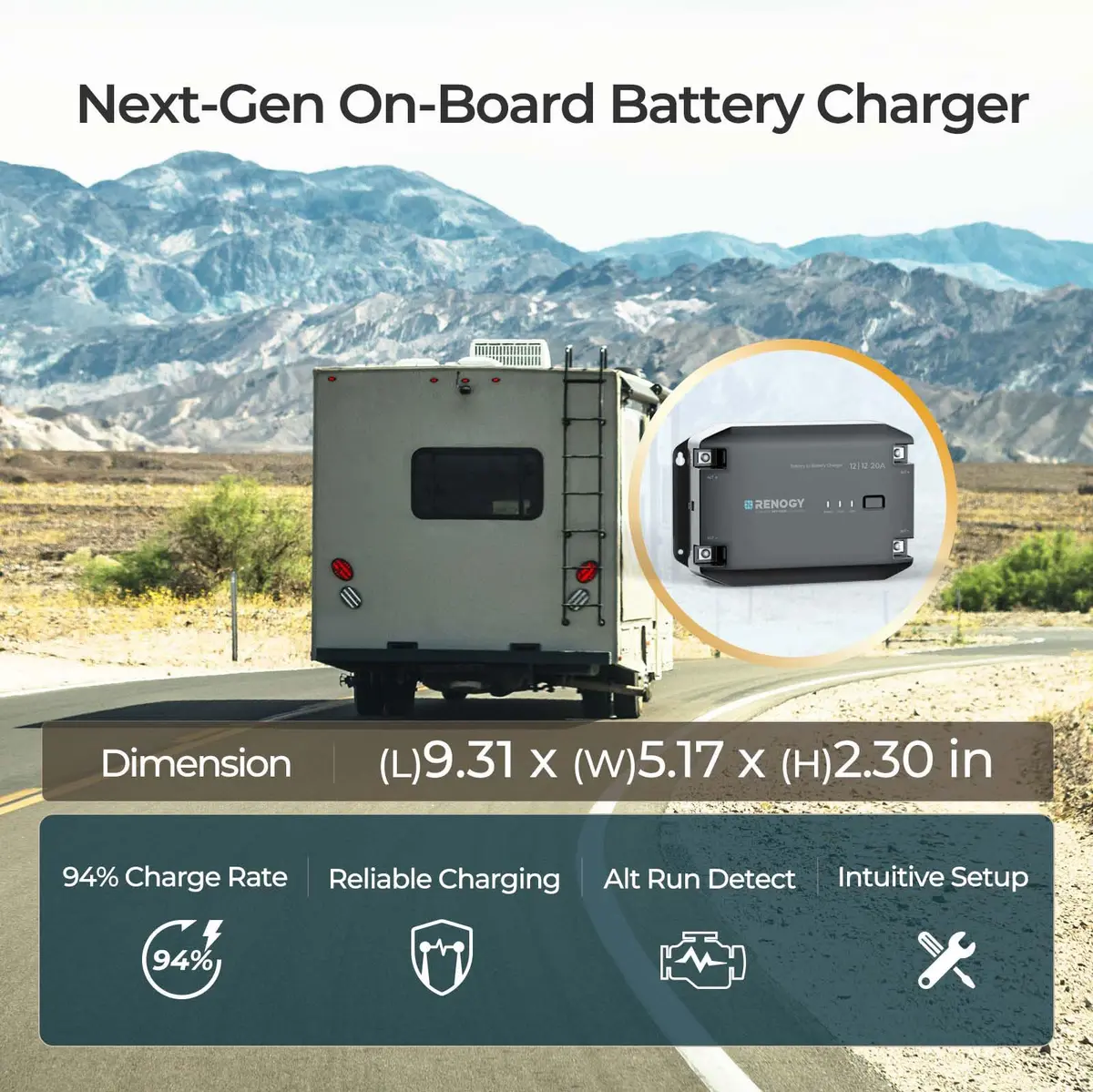 Renogy 12V 20A Battery Charger | Multi-Stage Charging & Bluetooth (100-120c) - view 6
