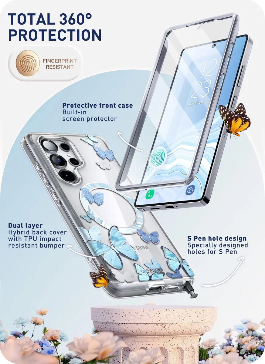 i-Blason Galaxy S25 Ultra Case MagSafe with Screen Protector Butterfly | Slim Impact-Resistant Cover - view 3
