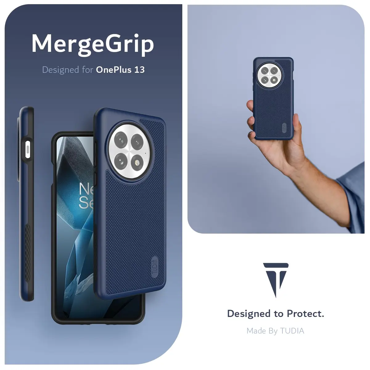 TUDIA MergeGrip Cell Phone Case for OnePlus 13 5G (2025) Indigo Blue | Military-Grade Dual Layer Protection - view 6