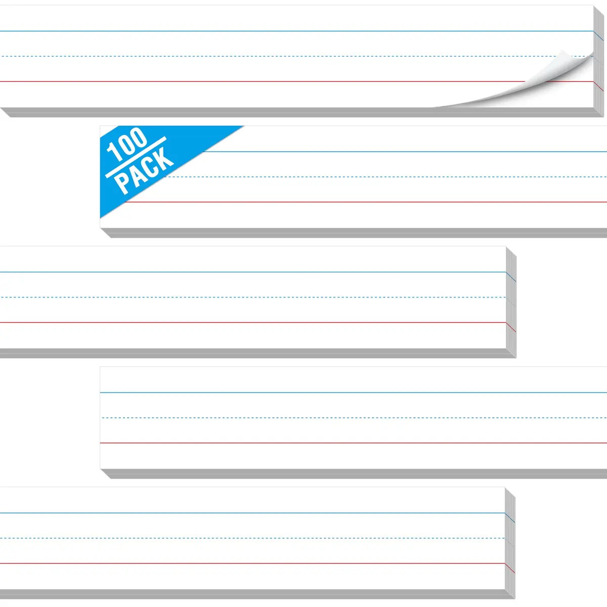 Gethelud 100 Pack Sentence Strips 17” x 3” | Classroom Handwriting Practice Tool - main product image