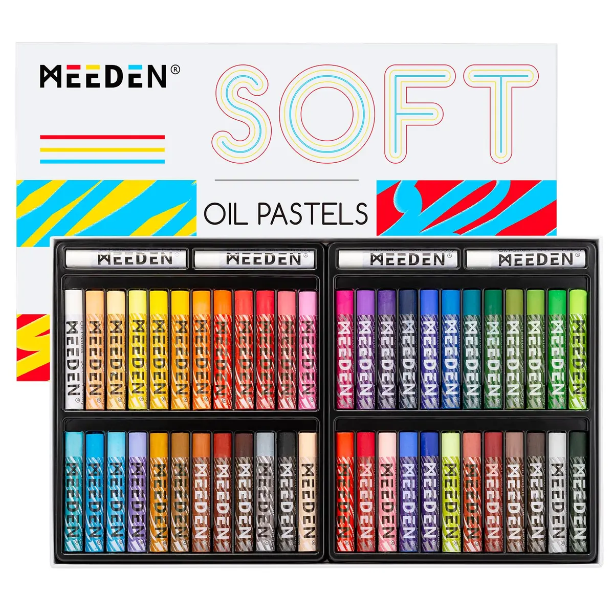 MEEDEN Soft Oil Pastels Set 52 Count (Pack of 1) | 48 Vivid Colors + 4 White, Non-Toxic, Smooth Blending - main product image