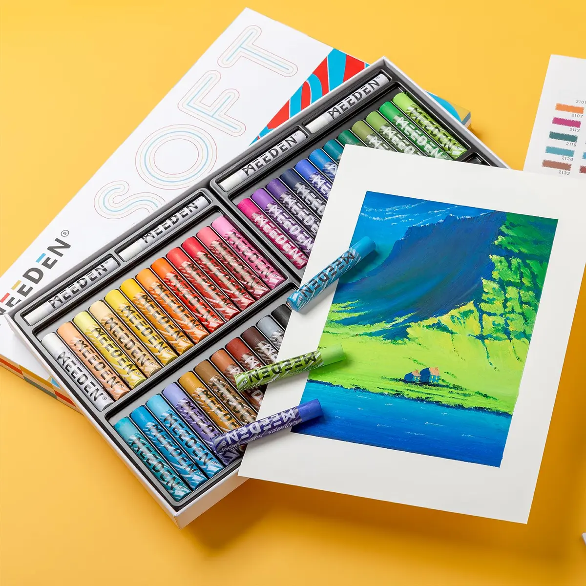 MEEDEN Soft Oil Pastels Set 52 Count (Pack of 1) | 48 Vivid Colors + 4 White, Non-Toxic, Smooth Blending - view 7