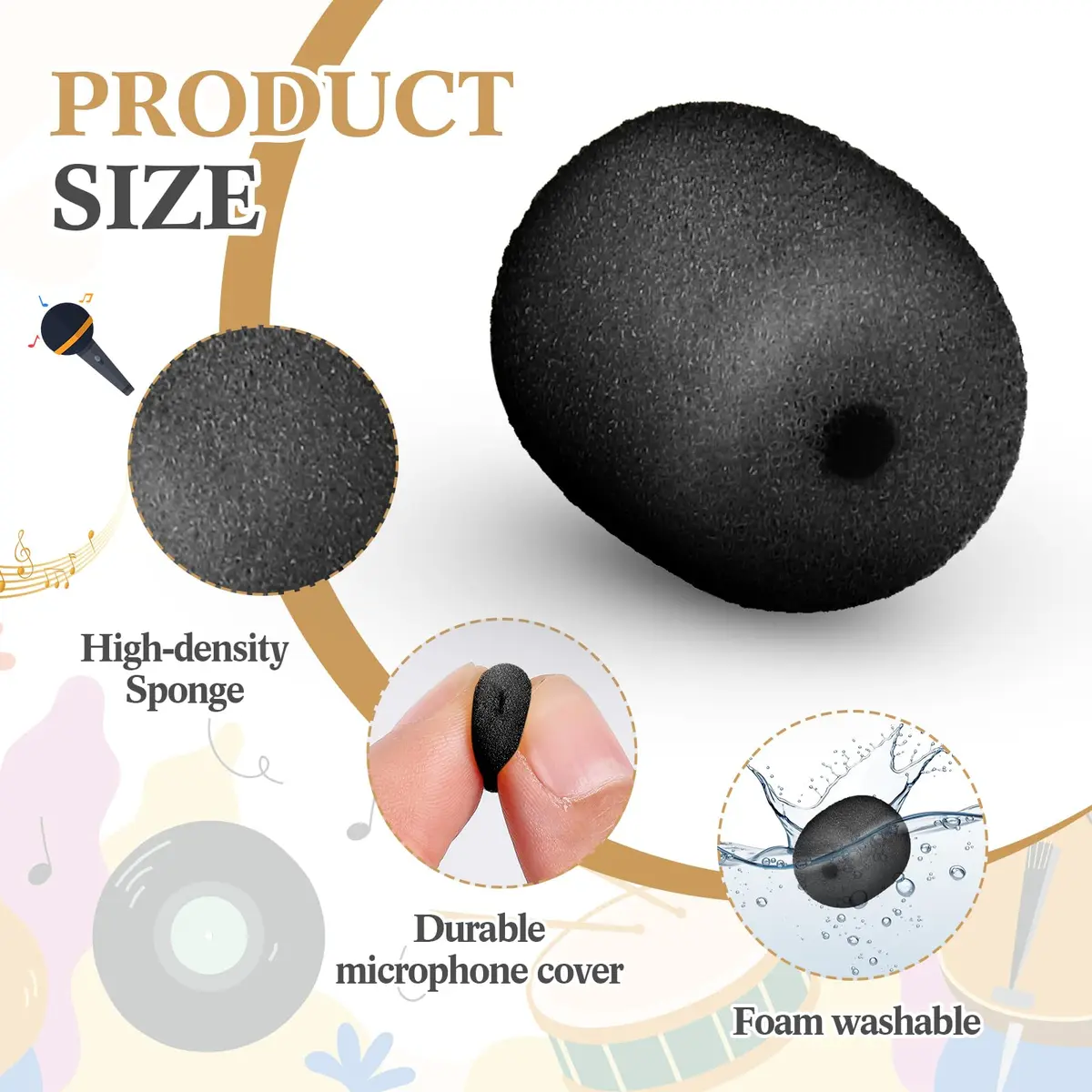 Innconee Mini Mic Foam Windscreen Covers 2mm x 15mm (20 Pcs) | Reduces Wind Noise for Headset & Lapel Mics - view 4