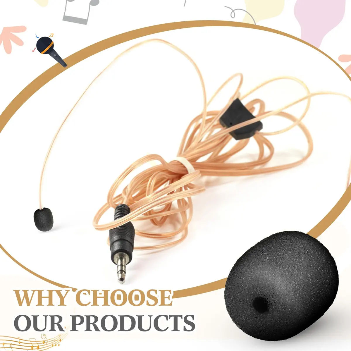 Innconee Mini Mic Foam Windscreen Covers 2mm x 15mm (20 Pcs) | Reduces Wind Noise for Headset & Lapel Mics - view 6