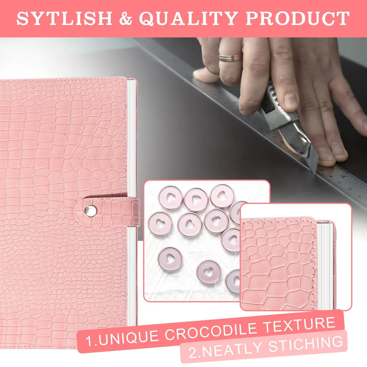 WANGDEFA Pink 8.5x11in Discbound Cover & Set with 11 Discs | Office & School Organizer - view 5
