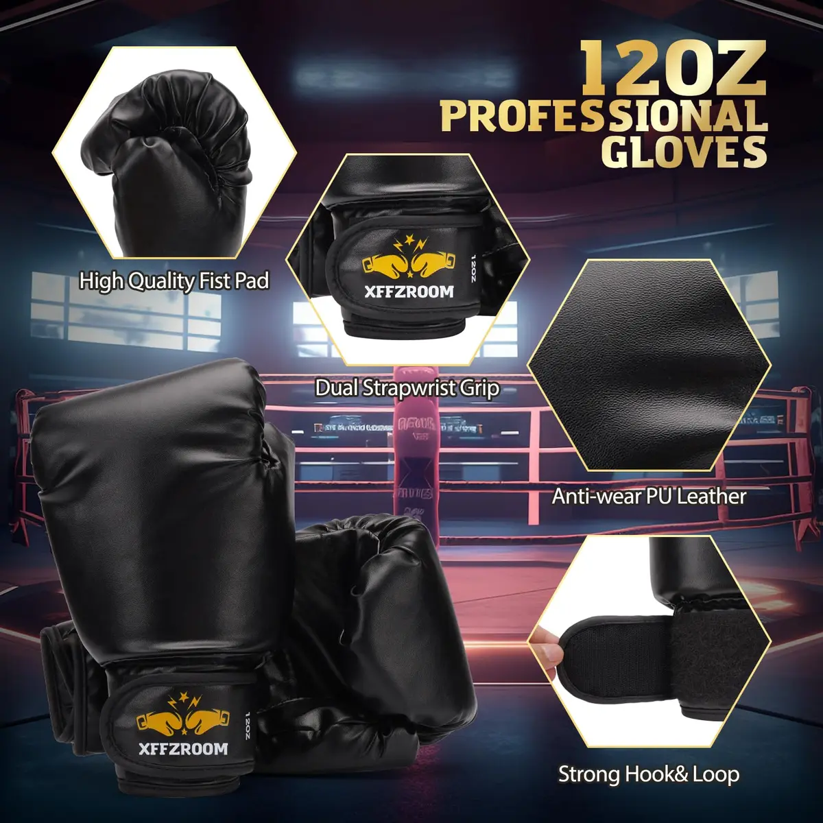 xffzroom Punching Bag for Adults, 4ft PU Leather | Heavy Boxing Set with Gloves & Accessories - view 4