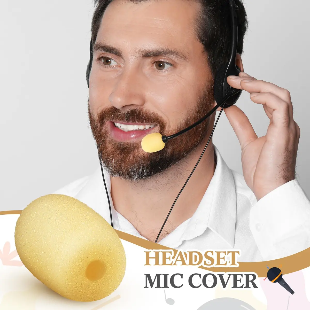 Innconee Mini Mic Foam Windscreen Covers 5mm x 20mm (0.2" x 0.79") Skin Color | Pack of 20 for Headset & Lapel Mics - view 6