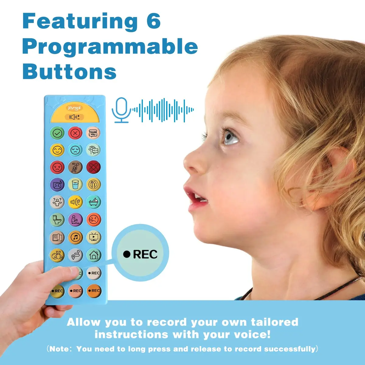 Joyreal AAC Device for Autism, Non-Verbal Communication Tool with 24 Buttons & 6 Programmable Options | Blue - view 2