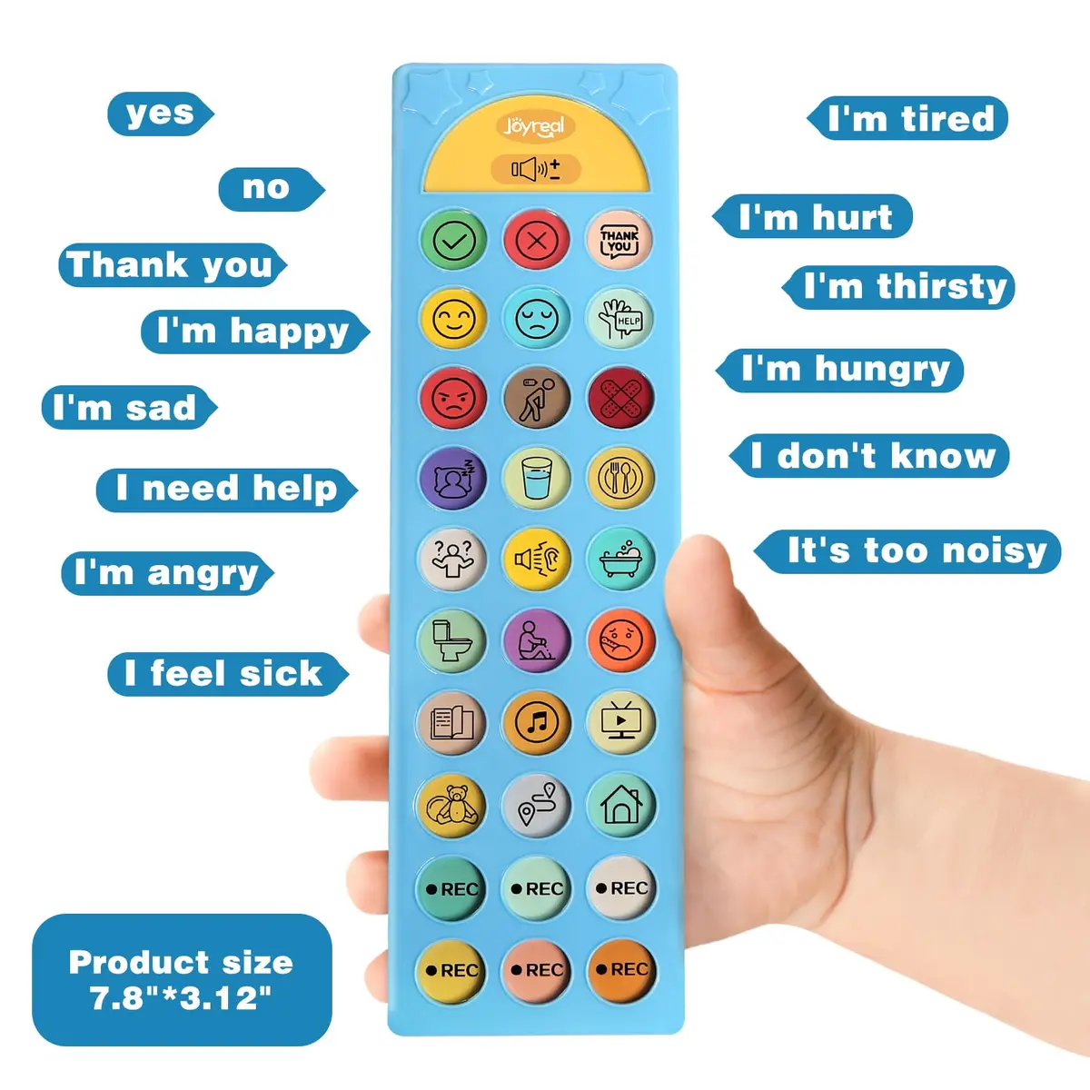 Joyreal AAC Device for Autism, Non-Verbal Communication Tool with 24 Buttons & 6 Programmable Options | Blue - view 3