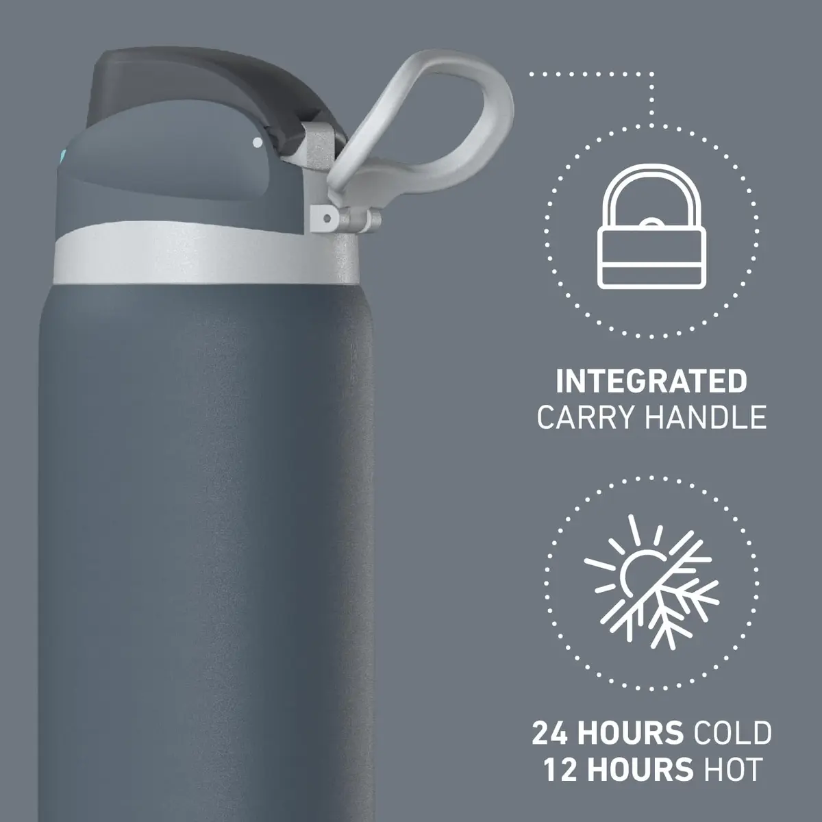Hydrapeak Oasis 32oz Insulated Water Bottle with Locking Chug Lid & Handle, Leakproof Stainless Steel Travel Tumbler | 946ml (32oz) Cold for 24 Hours - view 2