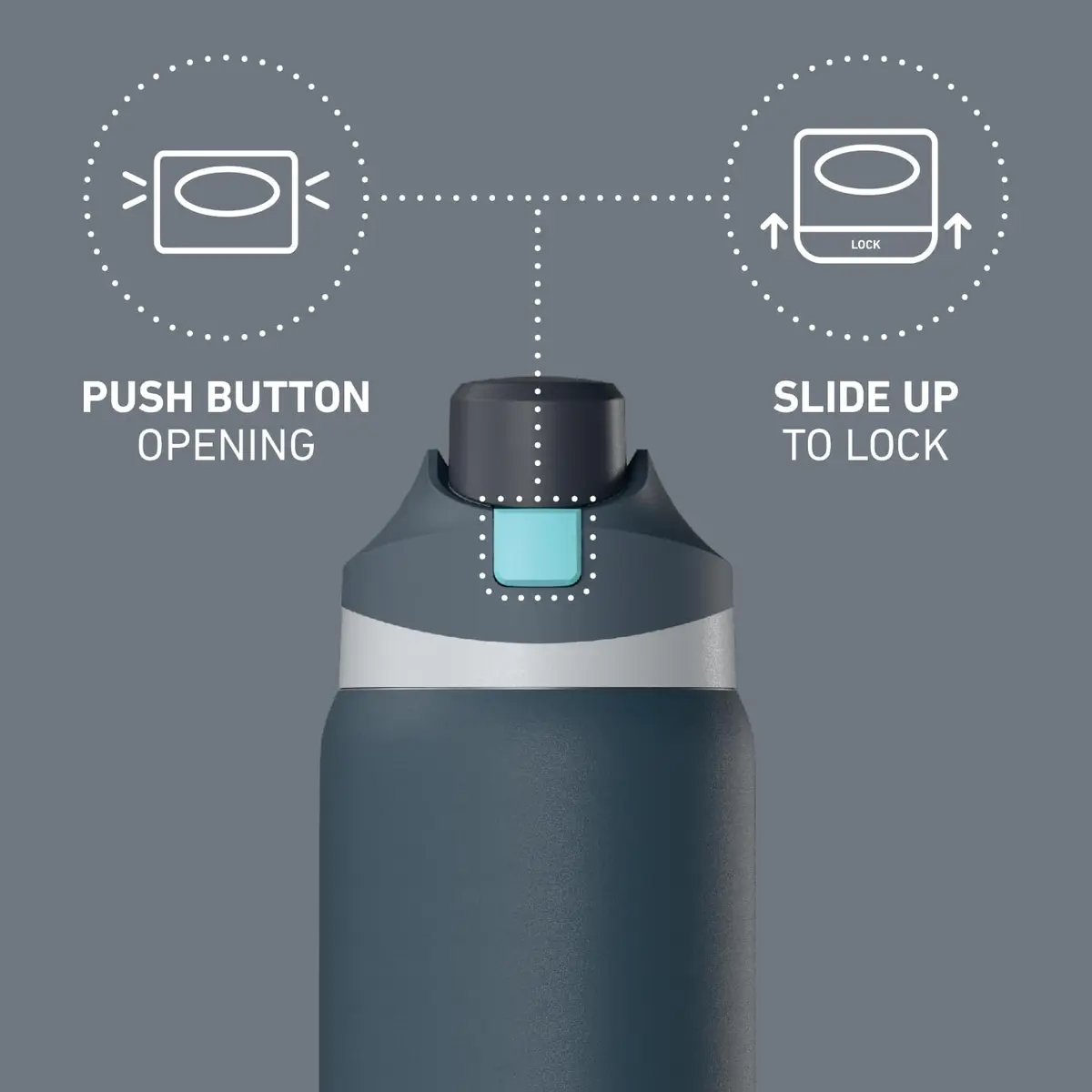 Hydrapeak Oasis 32oz Insulated Water Bottle with Locking Chug Lid & Handle, Leakproof Stainless Steel Travel Tumbler | 946ml (32oz) Cold for 24 Hours - view 3