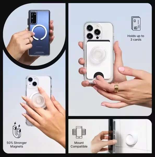 PopSockets Phone Grip for MagSafe Tidepool Heart | Magnetic Stand & Grip, Slim, Heart Design - view 7