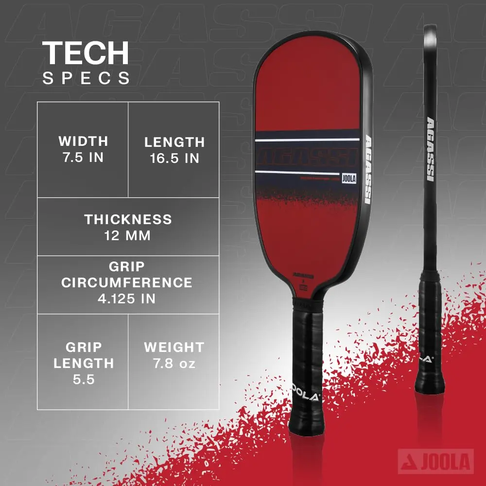 JOOLA Agassi Champion 12mm Pickleball Paddle | 42cm (16.5") x 19cm (7.5") - view 2