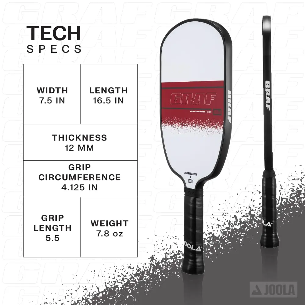 JOOLA Graf Champion 12mm Pickleball Paddle | Agassi Shape for Enhanced Spin & Control - view 2