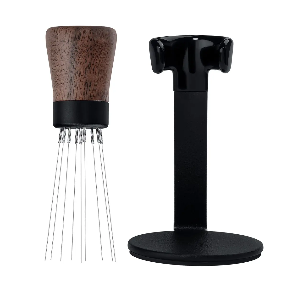 Normcore WDT Tool V2.1 with Stand, 9 Prong 0.23mm Espresso Distribution Tool, Weiss Distribution Technique, Magnetic Coffee Stirrer with 5 Extra Needles, American Walnut Wood Handle - view 4
