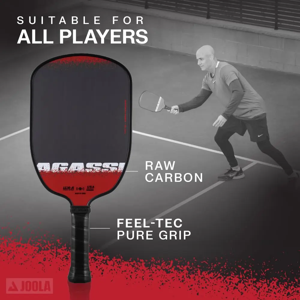 JOOLA Agassi Edge 16mm Pickleball Paddle | Carbon Fiber Spin & Control | USAP & UPA-A Certified (70-120c) - view 3