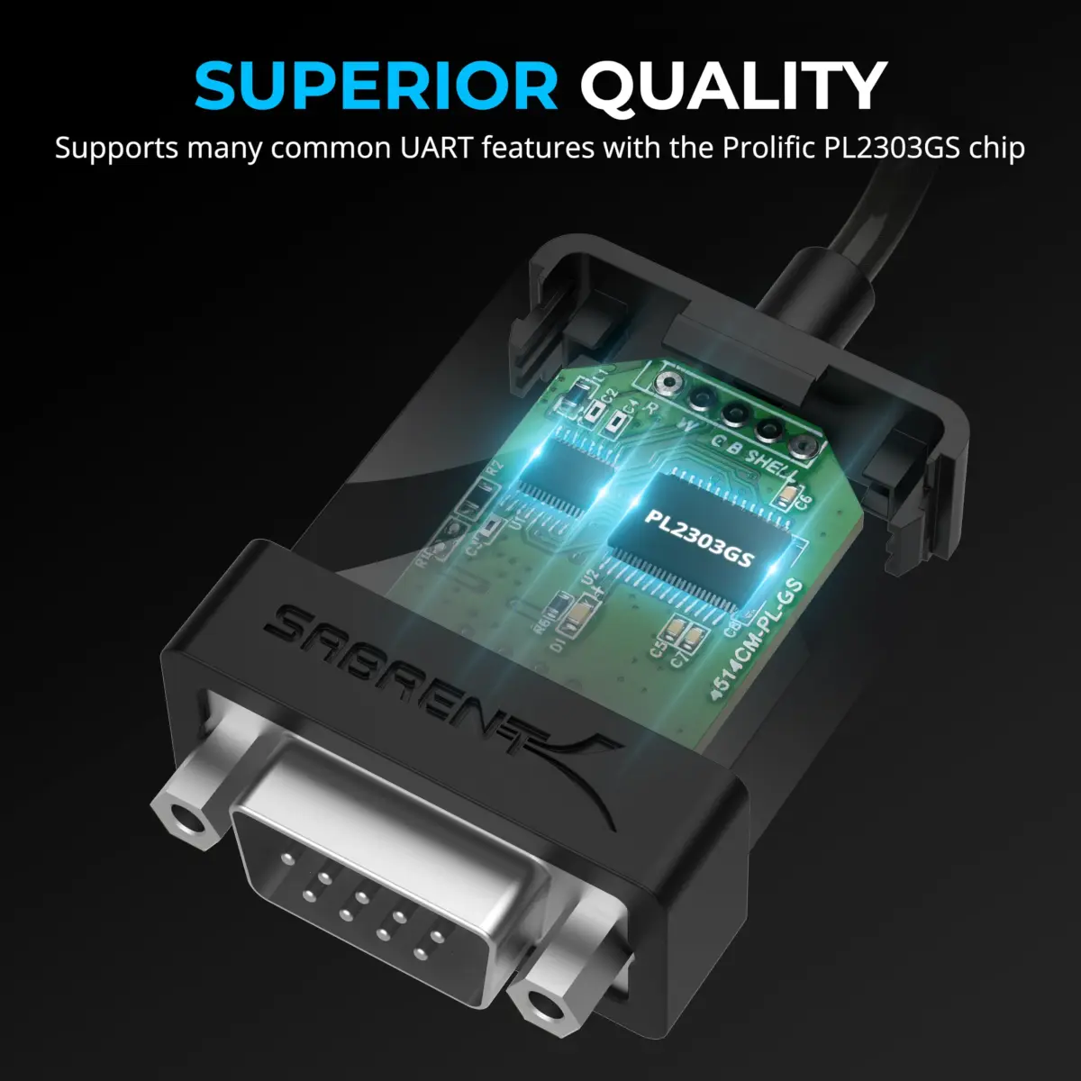 Sabrent USB-C to DB9 Serial RS-232 Adapter Cable 3ft (0.91m) | Prolific PL2303GS Chipset - view 8