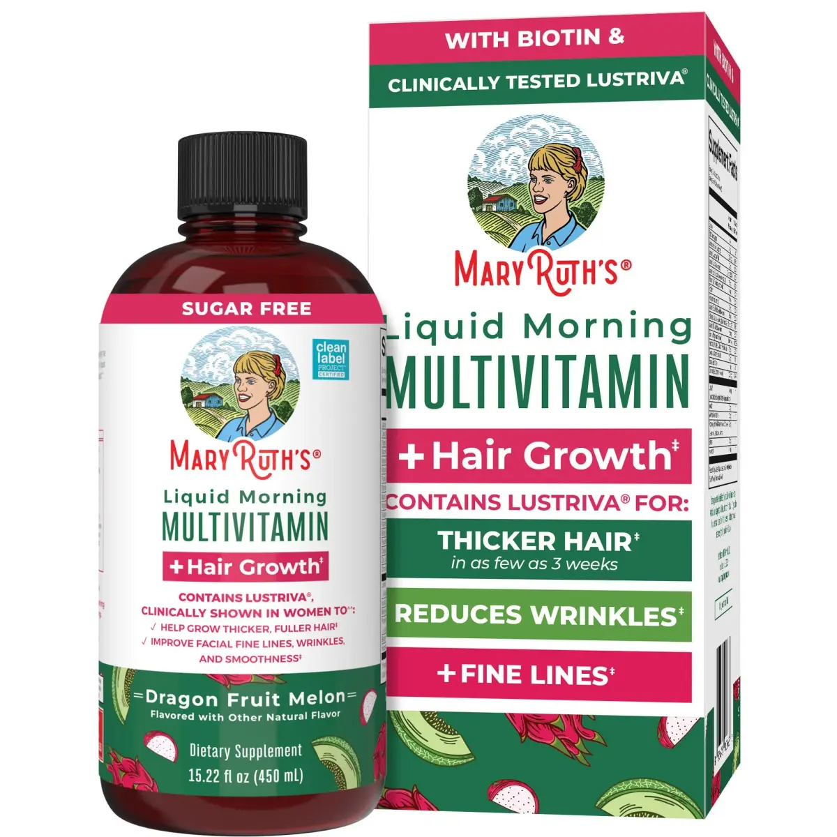 MARYRUTH'S Liquid Multivitamin + Hair Growth 440ml (15.22 Fl Oz) | Clinically Thicker Hair with Lustriva - main product image