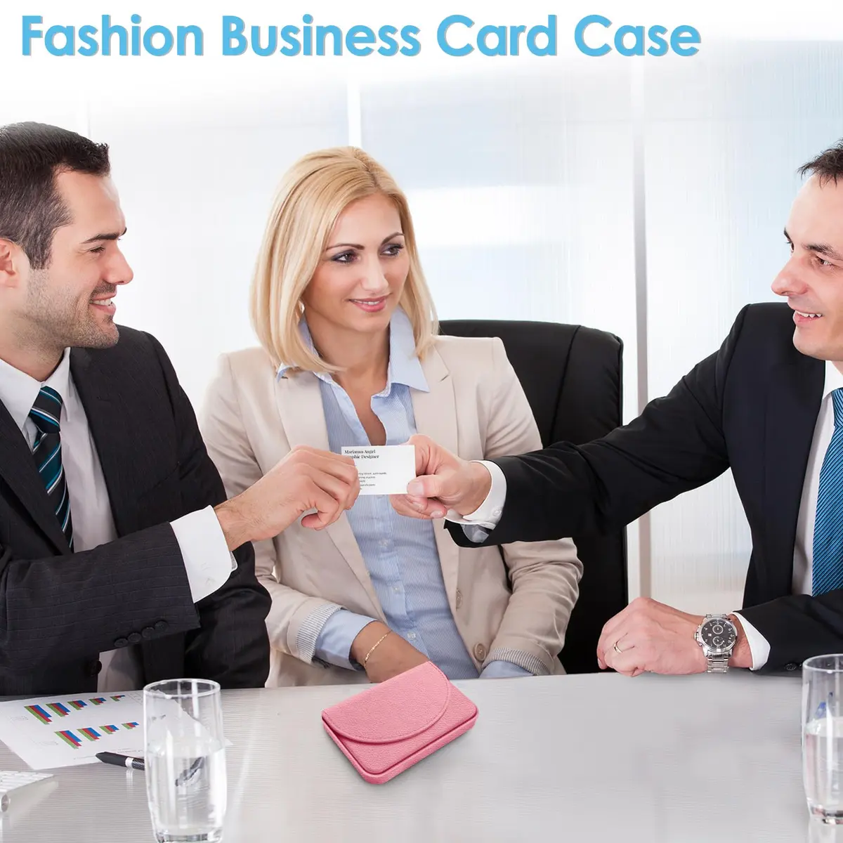xiviers Business Card Holder | PU Leather Card Case with Magnetic Closure (4.3 x 2.5 x 0.8 inches) for Men & Women - view 4