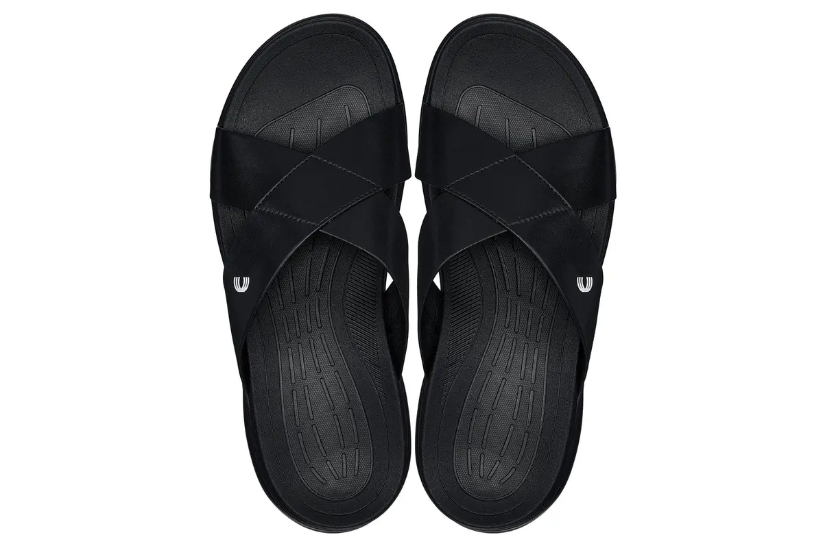 CALTO Men's Invisible Height Increasing Sandals X1652 Black 2 Inches Taller | Slip-On Comfort - view 8