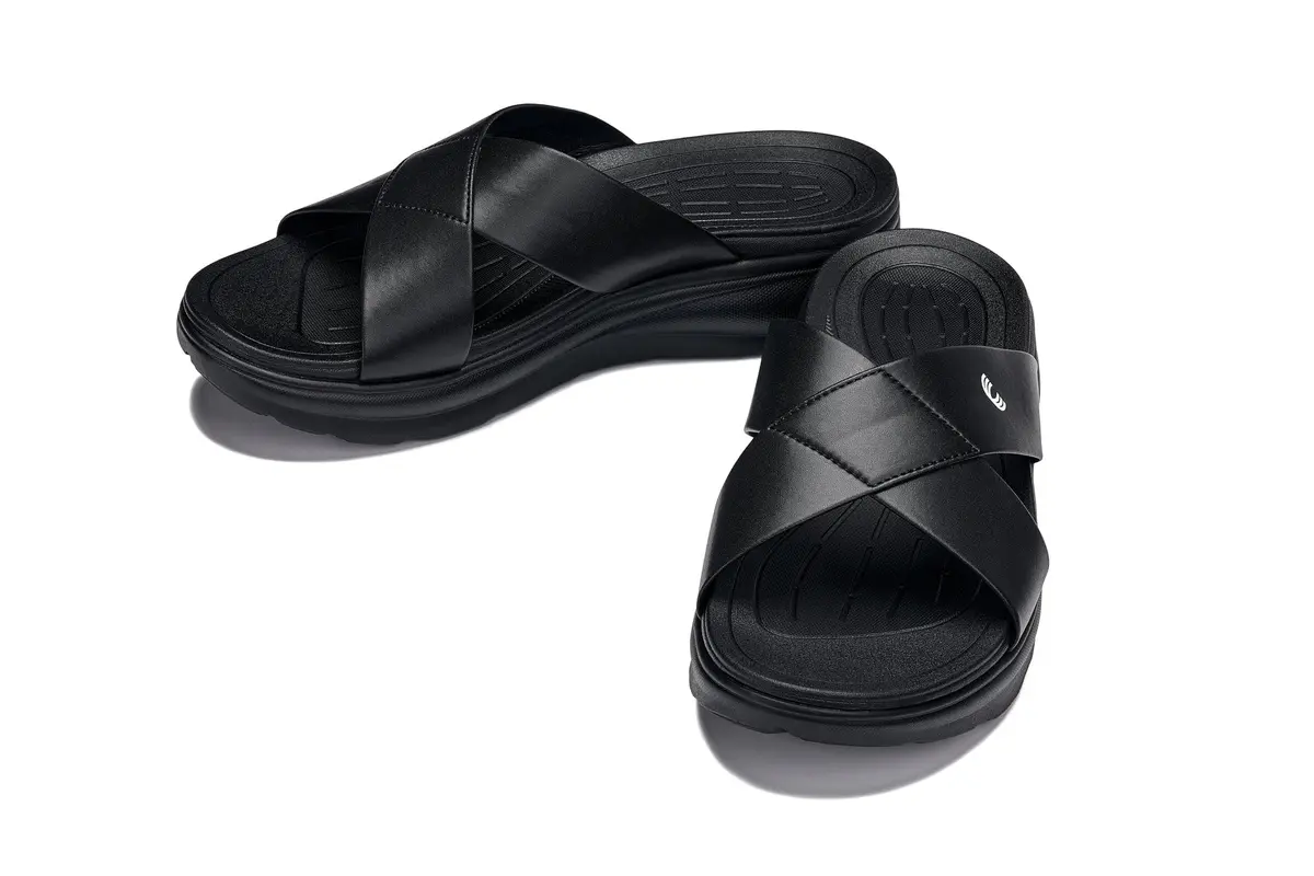 CALTO Men's Invisible Height Increasing Sandals X1652 Black 2 Inches Taller | Slip-On Comfort - view 9