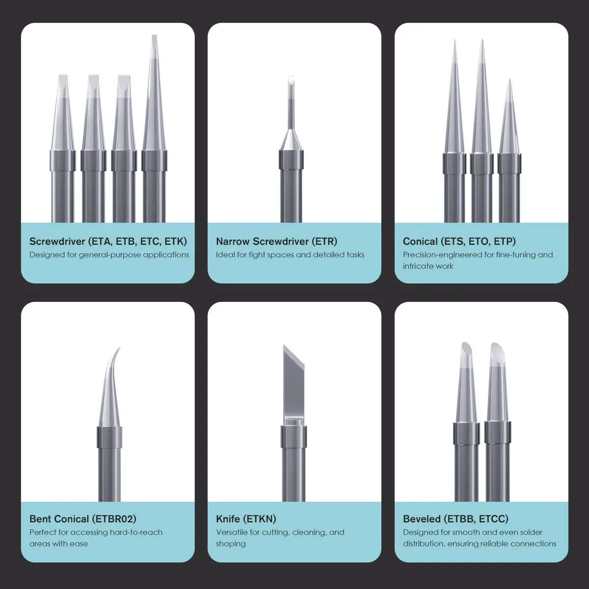 HANGLIFE ET Soldering Iron Tips 12-Piece Set with Holder | Precision Replacement Solder Tips for Weller Stations - view 4