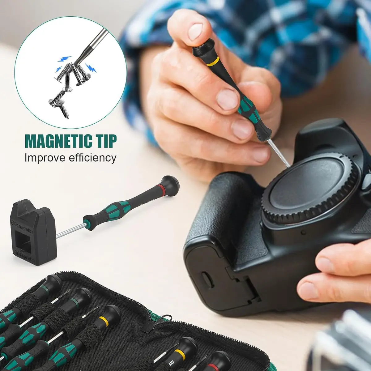 GRENPRO 10-Piece Precision Screwdriver Set with Magnetic Tips & Storage Pouch | Eyeglass, Watch, Computer, Phone Repair Tool Kit - view 2