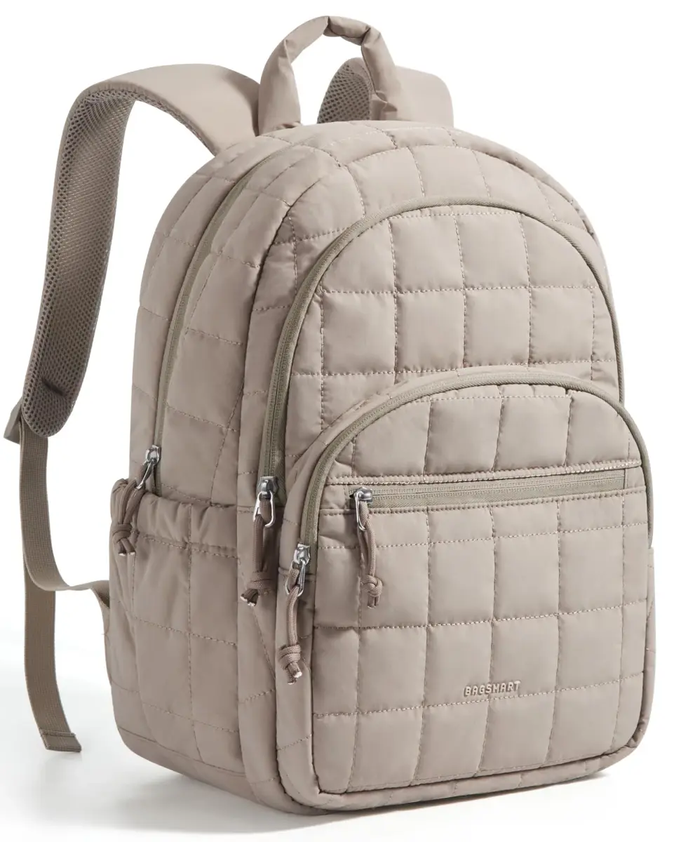 BAGSMART Quilted Laptop Backpack for Women, 25L (17.3"H x 11.8"W x 7.9"D) | Water-Resistant Casual Daypack - main product image