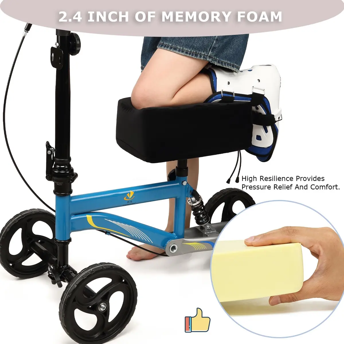 XINTREY Knee Scooter Cushion 2" Memory Foam | Comfortable Knee Pad for Adults - view 3