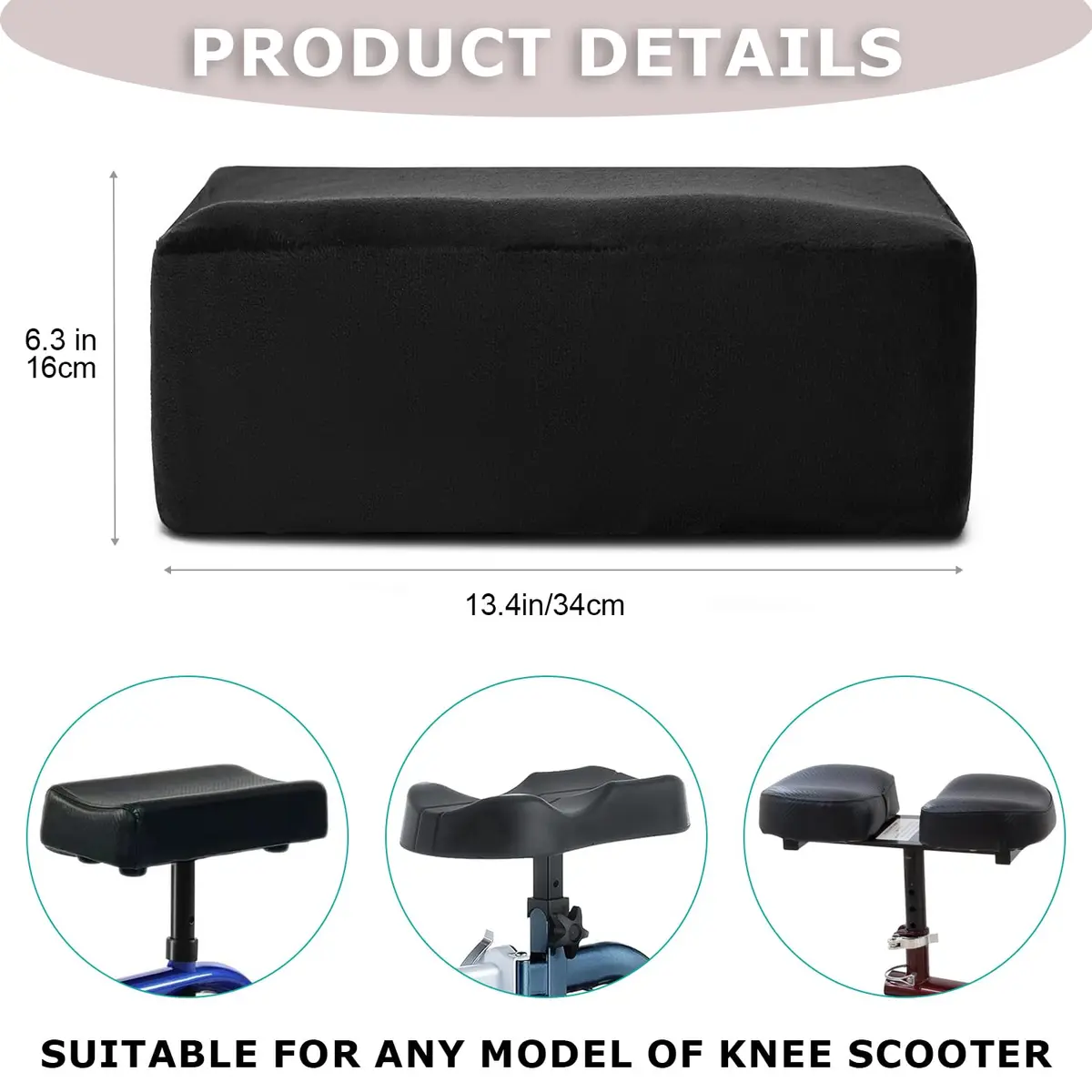 XINTREY Knee Scooter Cushion 2" Memory Foam | Comfortable Knee Pad for Adults - view 4