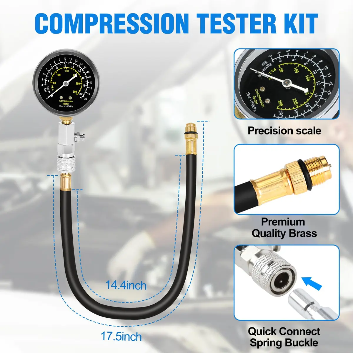 BETOOLL Petrol Engine Cylinder Compression Tester Kit 32 Blades | Accurate Pressure Test for Petrol Engines - view 8