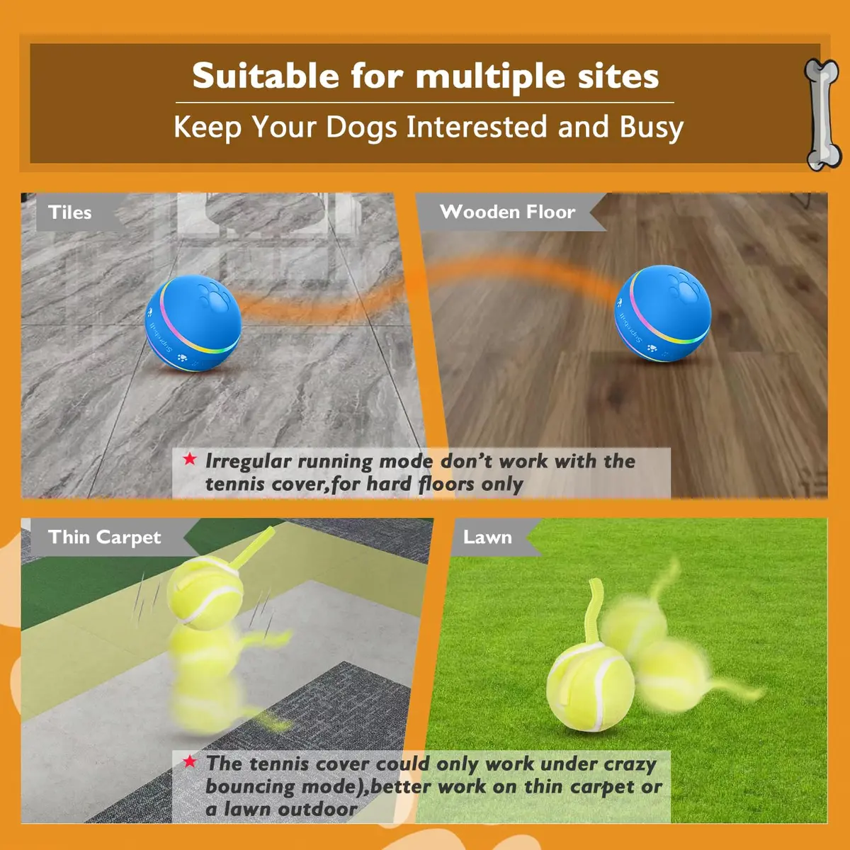 PetDroid Interactive Dog Ball, Blue | Motion Activated, USB Rechargeable, Water-Resistant - view 6