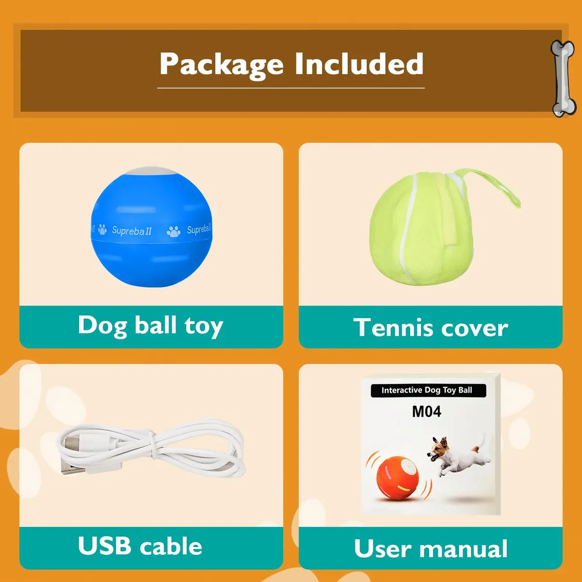 PetDroid Interactive Dog Ball, Blue | Motion Activated, USB Rechargeable, Water-Resistant - view 8