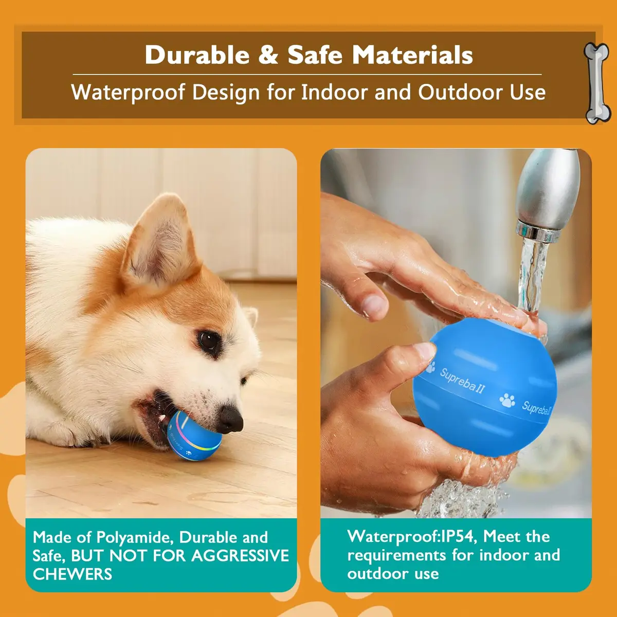 PetDroid Interactive Dog Ball, Blue | Motion Activated, USB Rechargeable, Water-Resistant - view 4
