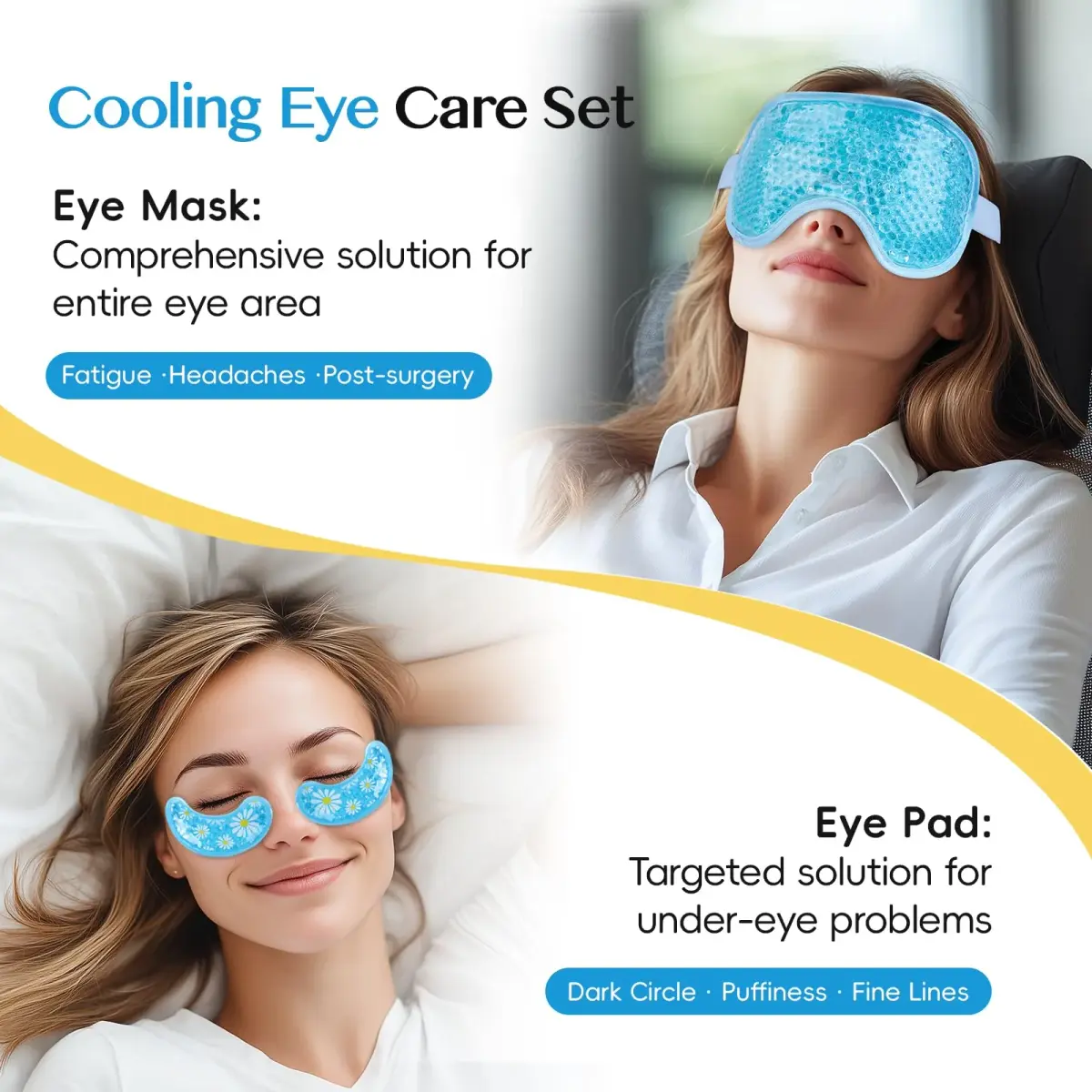 NEWGO Cooling Eye Mask with Reversible Gel Pads | 21cm x 10cm (8.1" x 3.9") - view 3